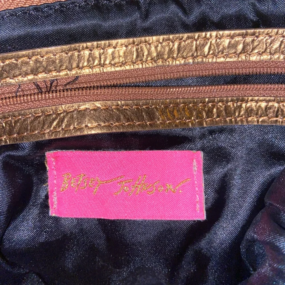 Betsey Johnson Gold Jeweled Shoulder Bag with Red Accents